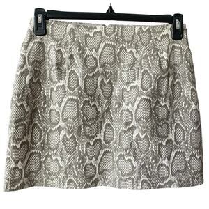After Market Size Small Mini Skirt Gray Off-White Snakeskin Print Full Zip Lined